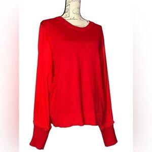 DKNY long sleeves sweater blouse XL Red sweater body & light weight sleeves EUC